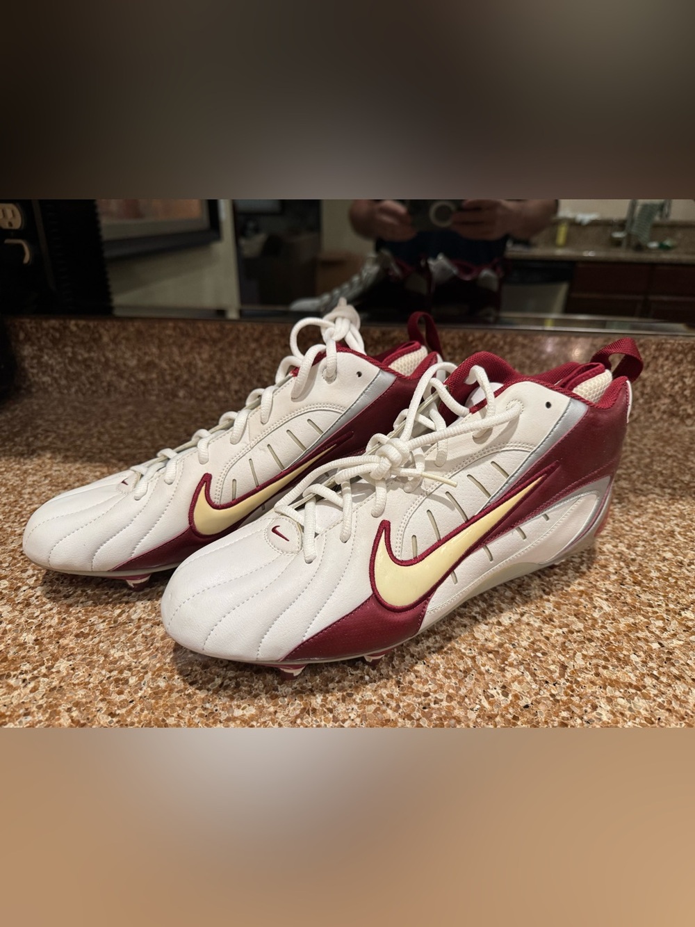 New Nike Super Speed Football Cleats White/Maroon/Silver Size 12.5